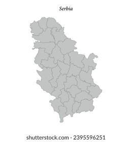 Simple flat Map of Serbia with district borders 