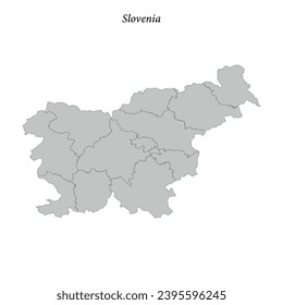 Simple flat Map of Slovenia with district borders 