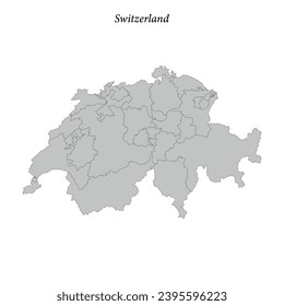 Simple flat Map of Switzerland with district borders 