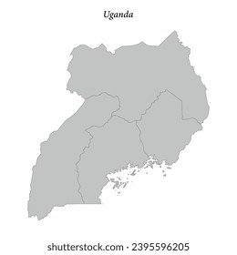 Simple flat Map of Uganda with district borders 