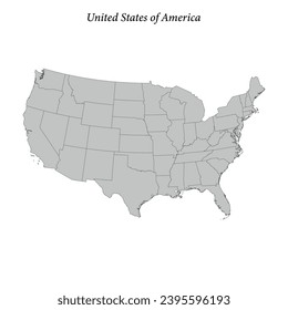 Simple flat Map of United States of America with district borders 