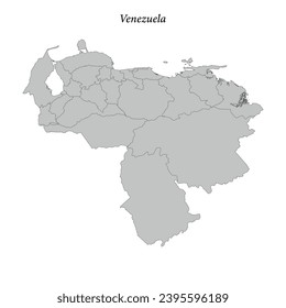 Simple flat Map of Venezuela with district borders 