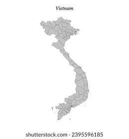 Simple flat Map of Vietnam with district borders 
