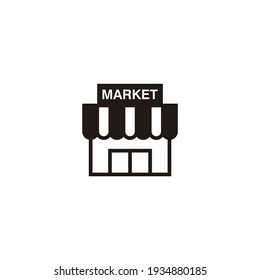 Einfaches flaches Marktsymbol-Illustrationsdesign, Silhouette Market Symbol Template Vektor