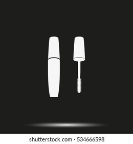 Simple flat mascara icon. Mascara brush.