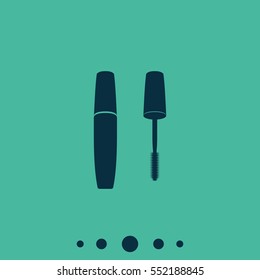 Simple flat mascara icon. Mascara brush.