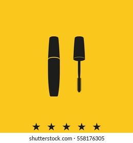 Simple flat mascara icon. Mascara brush.