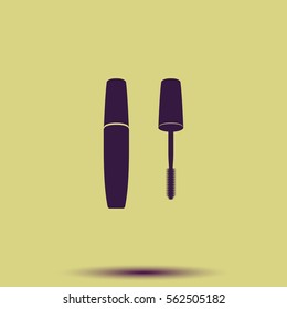 Simple flat mascara icon. Mascara brush.