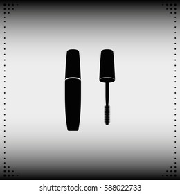 Simple flat mascara icon. Mascara brush.