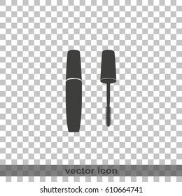 Simple flat mascara icon. Mascara brush.