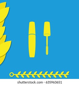 Simple flat mascara icon. Mascara brush.
