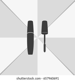 Simple flat mascara icon. Mascara brush.