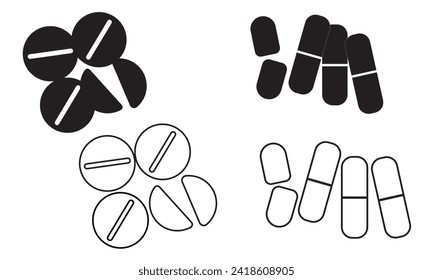 Simple and flat medical pills vector