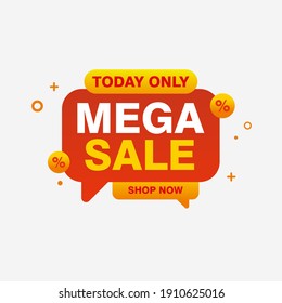 Pancarta simple de venta en mega escala con diseño de color naranja y amarillo, oferta de descuento Vector de plantilla de banner para publicidad, medios sociales, banner web