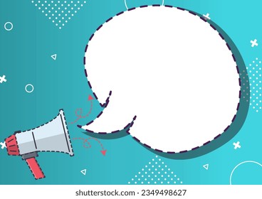 Simple megáfono plano a un altavoz con fondo de burbuja de voz