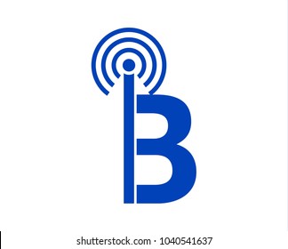 Simple, flat, minimal wifi signal B letter logo