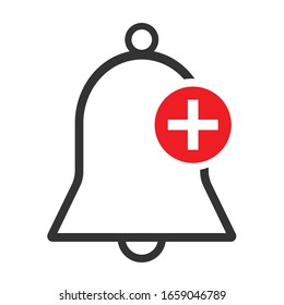 Simple flat minimalist alert and notification icon with solid fill and stroke version