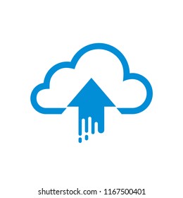 Simple Flat Minimalist Cloud App Icon Upload and Download in Single line style