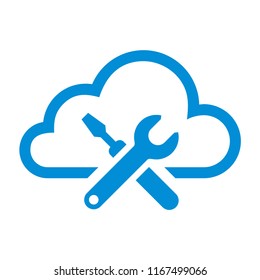 Simple Flat Minimalist Cloud Repair Setting App Icon in single line style