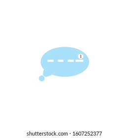 Simple flat minimalist incoming new chat box messages app vector icon with notification