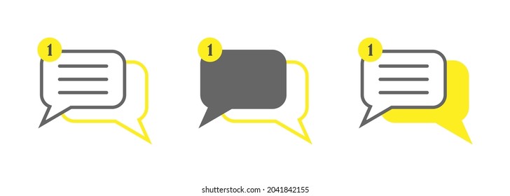 Simple y plana minimalista nuevos mensajes de caja de chat nuevo icono vector de aplicación con notificación EPS 10