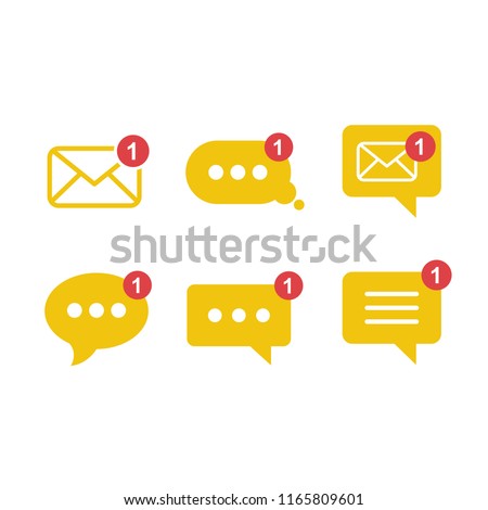 Simple flat minimalist incoming new chat box messages app vector icon with notification