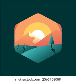 simple flat minimalist landscape vector