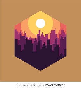 simple flat minimalist landscape vector