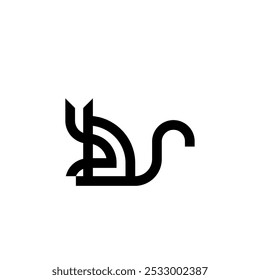 simple, flat and minimalist line cutout bold black and white cat, kitten, dog pet shop logo