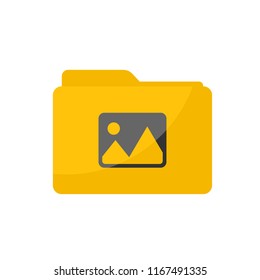 Simple Flat minimalist Picture Gallery folder icon in rounded square style for media and technology computer