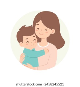 Simple Flat Modern Illustration Loving Arms And Hug Of Mother With Her Child

