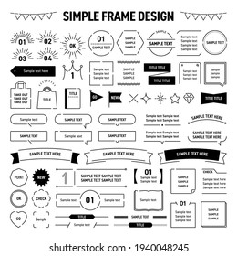 Simple, flat, modern, monochrome frame design set.