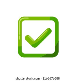Simple flat modern symbol icon of a rounded check mark framed by a circle rounded