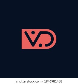 simple flat modern VD lettermark Logo. editable and easy to custom