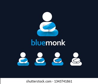 Simple Flat Monk Icon Logo Designs Vector