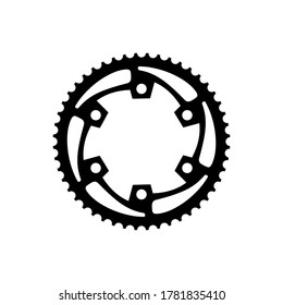 Simple Flat Monochrome Bicycle Sprocket Icon. Chainrings, Bike Gear Icon. Vector Illustration. Eps10