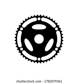 Simple Flat Monochrome bicycle sprocket icon. Chainrings, Bike gear icon. Vector illustration. Eps10