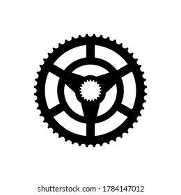 Simple Flat Monochrome bicycle sprocket icon. Chainrings, Bike gear icon. Vector illustration. Eps10