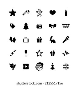 simple flat monocolor christmass icons
