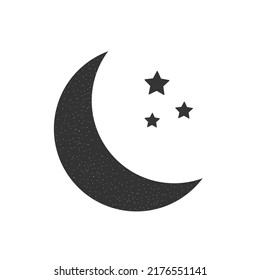 Simple flat moon and stars icon on white background.Moon vector