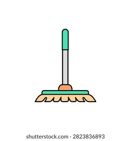 A simple flat mop with a turquoise handle and orange connector against clean white backdrop. Ideal for domestic upkeep advertisements.