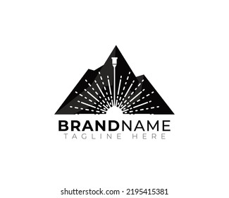 Simple Flat Mountain Nature Laser Cutting Logo Template 