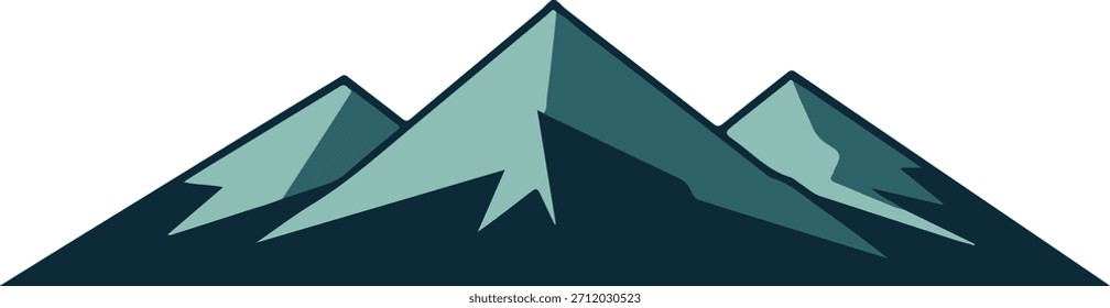 Silueta de montaña plana simple creada con Formas sólidas y líneas nítidas. Diseño minimalista sin sombreado ni profundidad, ideal para logotipos, temas de naturaleza y obras de arte de Vector moderno.