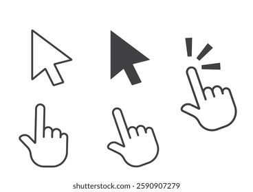 Simple and Flat Mouse Pointer Illustration Set