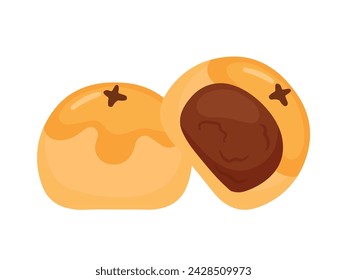 Simple Flat Nastar Indonesian Traditional Cookie with Pineapple Jam Inside for Eid Al Fitr Flat Doodle Icon Logo. Cartoon vector illustration isolated on white background