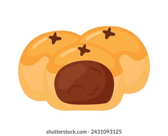 Einfache flache Nastar Indonesisch Traditionelles Cookie mit Ananas Marmelade Inside für Eid Al Fitr Flat Doodle Icon Logo. Cartoon Vektor-Illustration isoliert auf weißem Hintergrund