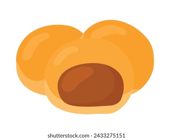 Simple Flat Nastar Indonesia tradicional galleta con mermelada de piña en el interior para Eid Al Fitr Flat Doodle Icon Logo. Ilustración de vector de dibujos animados aislado sobre fondo blanco