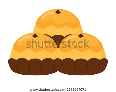 Simple Flat Nastar Indonesian Traditional Cookie with Pineapple Jam Inside for Eid Al Fitr Flat Doodle Icon Logo. Cartoon vector illustration isolated on white background
