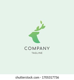 simple flat natural leaf deer logo