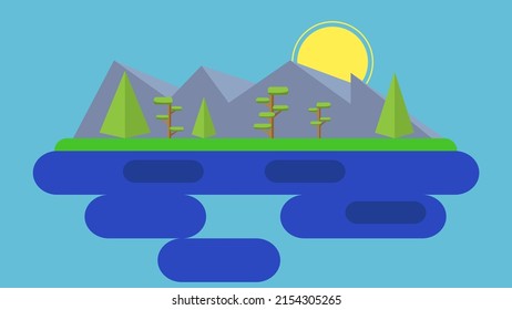 Simple flat nature illustration. This design can be used as a travel company background, or for you're vacation blog.